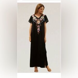 Caite Kyla Seo Amalia Dress Karyn Embroidered Boho T Shirt Dress Black Large NWT